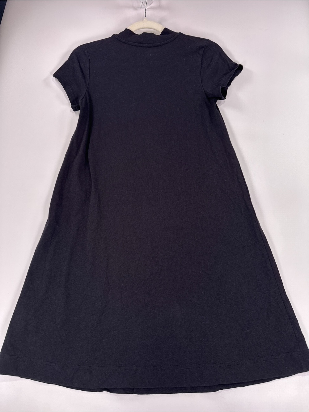 Everlane Mock Neck Short Sleeve 100% Cotton Swing Dress Black S - Picture 2 of 9